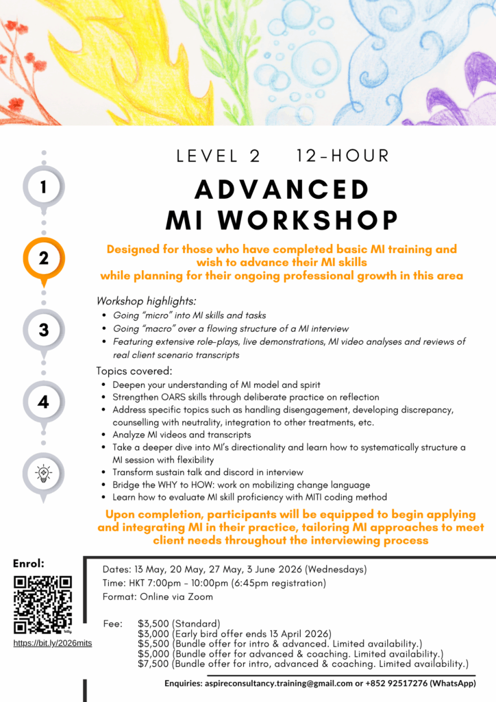 Advanced Motivational Interviewing Workshop 動機式訪談法進階培訓工作坊 2026